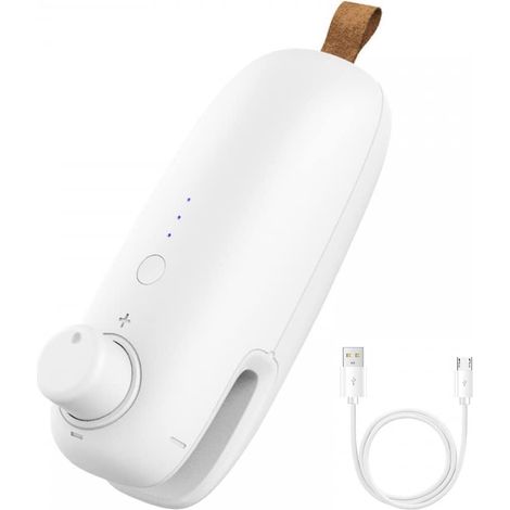 1 mini scelleuse blanche, scelleuse sous vide thermique rechargeable USB 2 en 1 (1/5)