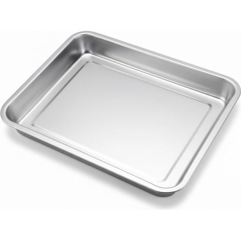 Plat de cuisson professionnel en acier inoxydable – Antiadhésif et résistant – Taille 45 x 35 x 4,8 cm – Idéal pour la cuisson et le service (1/4)