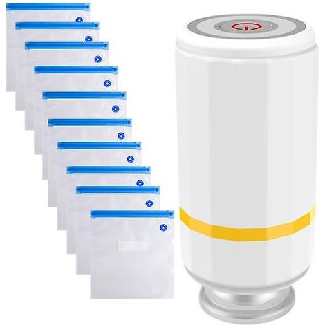 Mini machine sous vide avec joint réutilisable, silencieuse, forte aspiration, rechargeable, portable, blanche (1/5)
