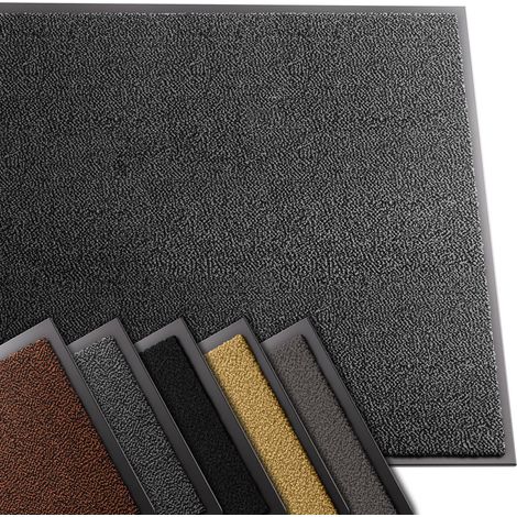 Vounot – Tapis de porte rectangulaire 90x150cm – Antidérapant en polypropylène et vinyle – Lavable à 30° – Gris-Noir pour entrée et balcon (1/5)