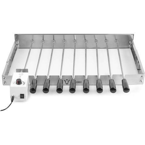 BBQ-Toro Attacco per grigliare in acciaio inox con 9 spiedini 56 x 26-40 cm Motore a sinistra