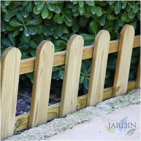 Clôture de jardin en bois traité pour extérieur – Hauteur 25 cm – Longueur 115 cm – Bords arrondis pour sécurité enfants