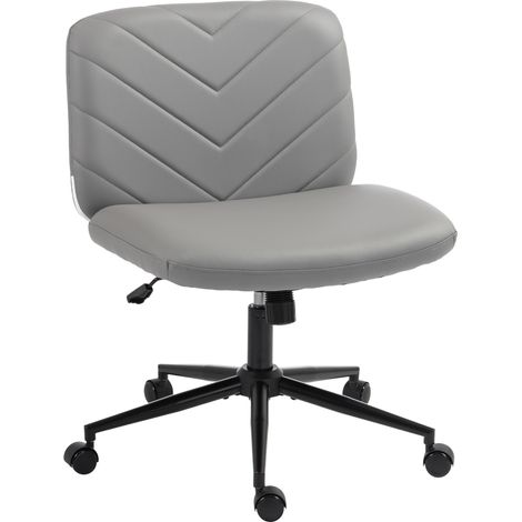 HOMCOM Criss Cross Legged Office Chair Height Adjustable Grey (1/5)