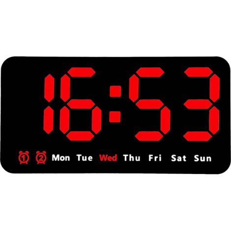 Digitale Wanduhr, LED-Digitaluhr, 12-/24-Stunden-Anzeige, große Ziffern, geräuschloser Betrieb, LED