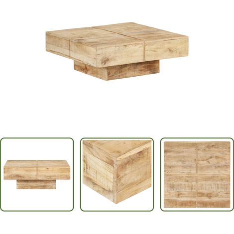 Bois de manguier - Table basse 80x80x28 cm Bois de manguier massif (1/5)