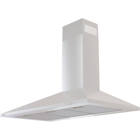 CIARRA Hotte Décorative Murale 90cm Hotte  3 Vitesses 370m3h Recyclage ou Evacuation Filtre au Charbon NON INCLUS