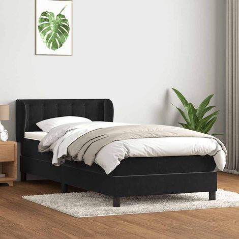 Boxspringbett mit Matratze Schwarz 80x220 cm Samt