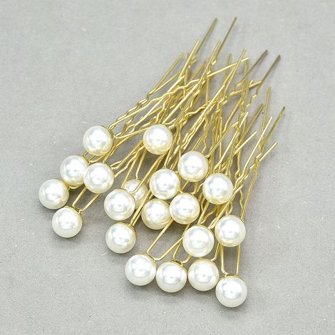 Fermagli per capelli con perle, fermagli a U con perle per donne, ragazze, matrimoni, balli di fine anno, gioielli per capelli, accessori, 20 pezzi in una scatola (1/5)