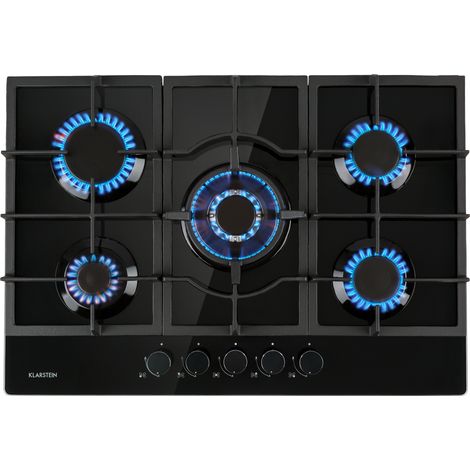 Klarstein Ignito Piano cottura a gas a 5 fuochi 5 zone bruciatori vetroceramica nero
