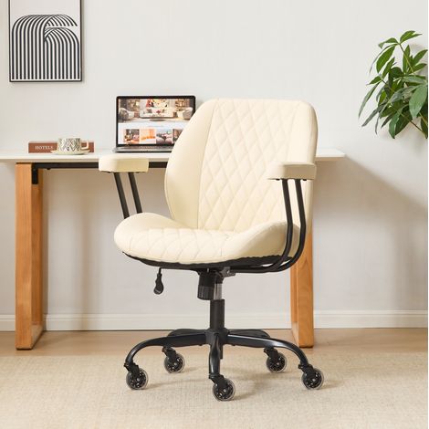 Sedia da ufficio ergonomica bianca in pelle con altezza regolabile e braccioli opzionali MODENUIT