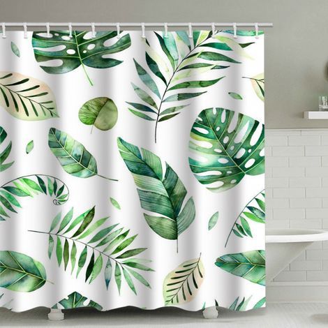 Shower Curtain 120x180 cm Waterproof Mildew Resistant Polyester Fabric 3D Effect Bath Curtains with Hooks Shower Curtains for Bathroom Home (1/5)