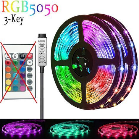 Guirlande lumineuse de Noël de 2 mètres : Bande LED RGB 5050 de 2 mètres + télécommande à 3 boutons (1/5)