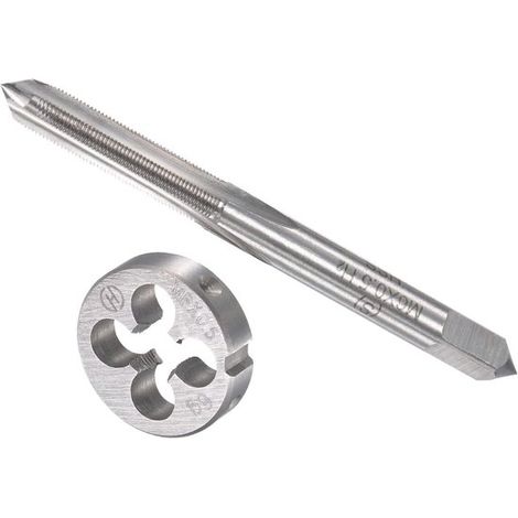 Juego de machos de roscar manuales,Juego de machos y terrajas M6 x 0.5,macho de máquina y herramienta redonda,adecuado para reparación de roscas (1/2)