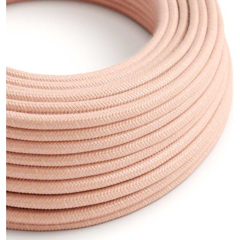 Creative-Cables Cavo elettrico rivestito in tessuto, 2 x 0,75 mm², 1 m, Rosa Salmone RX13, Rotondo, effetto seta