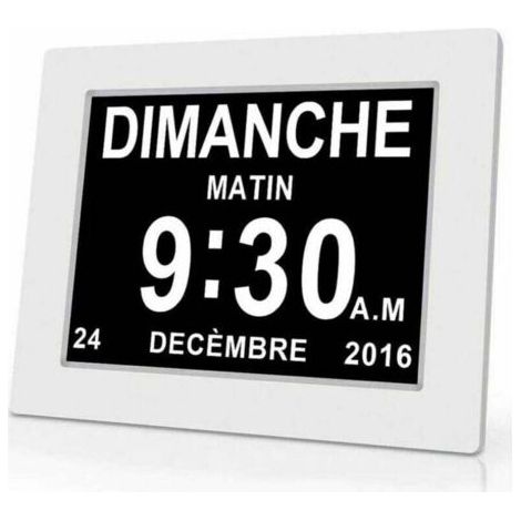 Horloge calendrier numérique One Piece 7 pouces avec date et heure, horloge Alzheimer pour parents, rappel de médicaments pour grands-parents et enfants - Blanc - 20414324mm.. (1/5)