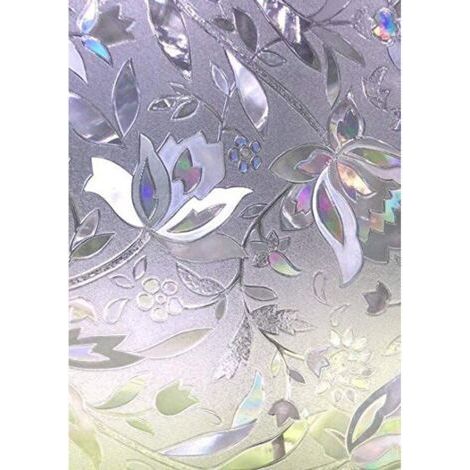 Film pour Fenêtre Film Electrostatique Protége Intimité Anti-UV Décoratif Film Vitre Anti Regard Occultant avec Motif Tulipes Fleurs pour Verre et Vitrage 44.5 cm × 200 cm (1/5)