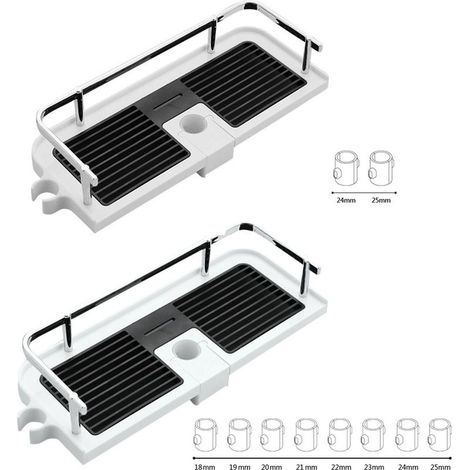 Étagère de douche sur colonne carré, multifonction sans percer, rangement soins complet (1/5)