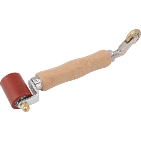 Rouleau à joint silicone 40mm, double usage, roue en laiton, manche en bois, pour soudure PVC TPO, rouge (1/5)