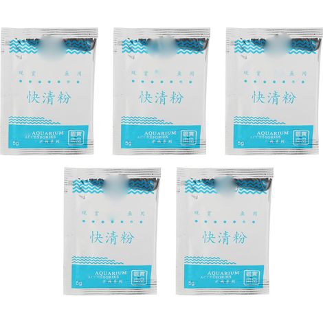 Poudre purificatrice d'eau pour aquarium : élimine les odeurs, les algues et la mousse. Clarifiant pour eau douce et eau de mer. (1/5)