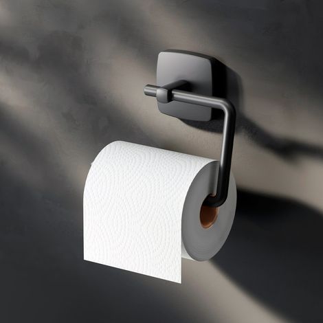 AM.PM Toilettenpapierhalter Wandmontage ohne bohren klebend Klopapierhalter Edelstahl WC Papierhalter für Badezimmer Edelstahl, Schwarz matt (1/5)