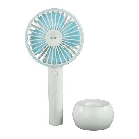 VENTILADOR DE MANO SOGO VEN-SS-21445 PORTATIL RECARGABLE 4W BCO/AZUL (1/2)