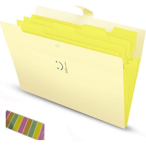 Dossier Accordion - A4 - Fermeture par Pression - Polypropylène - Pour Bureau et Domicile - Lot de 5 (1/5)