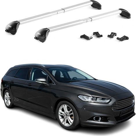 OMAC Dachträger Querträger TÜV geprüft für Ford Mondeo IV Kombi 2014-2022 – Abschließbar (4 Schlösser) – Max 100 kg – Robuste Befestigung Silber (1/5)