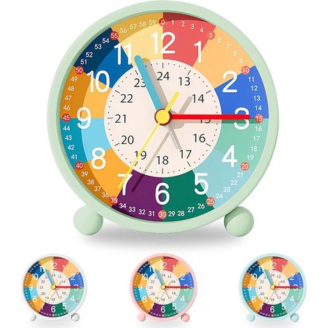 Kinderwecker, analoger Wecker ohne Ticken, Kinderwecker mit sanftem Ton, Lernwecker mit Nachtlicht, geeignet für Jungen und Mädchen