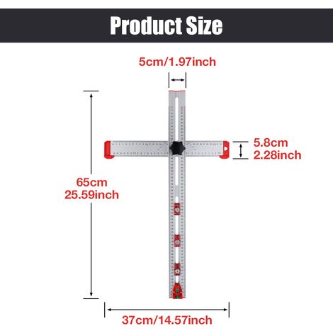 2-in-1 multifunktionales Holzbearbeitungslineal, das Bohren und Positionieren, Winkel, T-Lineal und T-förmiges Lineal vereint. (1/4)