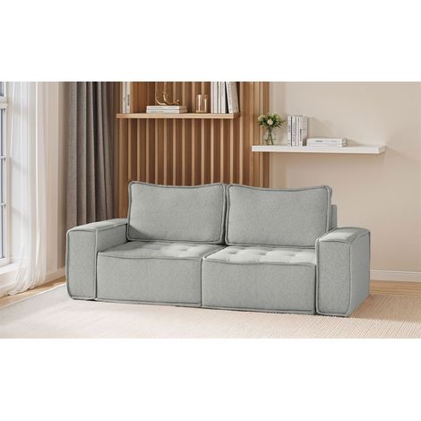 Sofa Modulsofa 2-teilig SANDE 2-Sitzer Stoff Alpine Hellgrau (1/5)