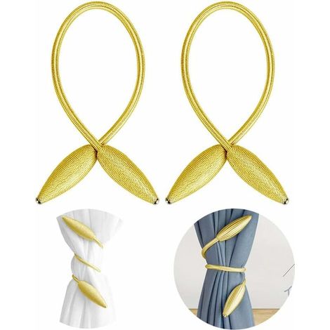 2 Pcs Embrasses à Rideaux Clip l’Embrasse en Corde Tricot Tressage Rideaux Boucle Naturel et Simple Style Embrasse Rideau Décoration pour Salon Chambre - d'or