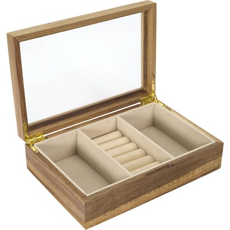 CALICOSY - Boîte à bijoux en bois d'acacia et verre L24 cm - LIA (1/5)
