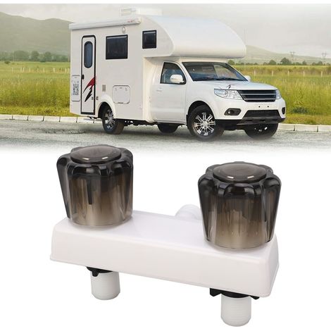 Zweigriff-Mischbatterie für Wohnmobildusche, 1/2-14NPSM-Ventilumsteller, weißes Außengewinde (1/5)