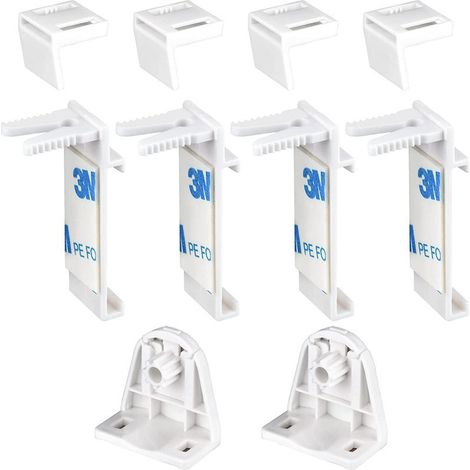 Nouveau support 17 avec 4 supports triangulaires et 2 supports triangulaires, accessoires de fixation pour stores enrouleurs et rideaux. (1/5)