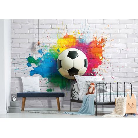 Fototapete Fußball Graffiti, für Jugendzimmer, 300 x 210 cm – Komplettset inkl. Kleister & Anleitung (1/5)