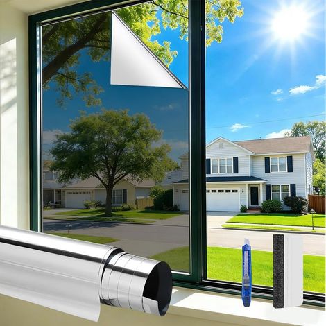 Sichtschutzfolie für Innenfenster, Sonnenschutz, UV-Schutz, blickdicht, Hitzeschutz für Wohnzimmer, 60 x 85 cm (1/4)