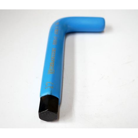 Clé male coudée 6 Pans 17mm isolé 1000V bleue L 85mm l 180mm acier traité pour vis creuses ATEX II DERANCOURT