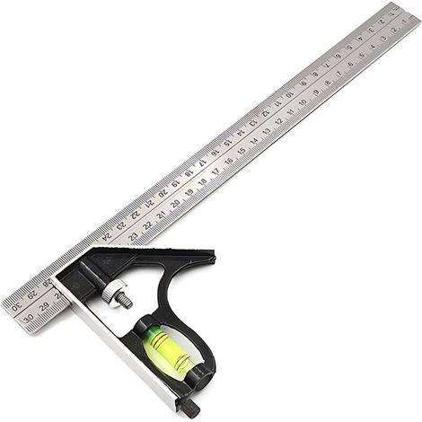 300mm Stainless Steel Combination Square Combination Square with Level and Marking Tool Adjustable Metal Carpenter Measuring Marking and Drawing