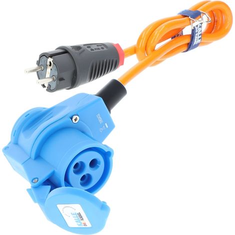 Kalle Adapterkabel Schuko 2,5mm² auf CEE 230V Winkel Extreme Signal Orange IP44 1,5 Meter