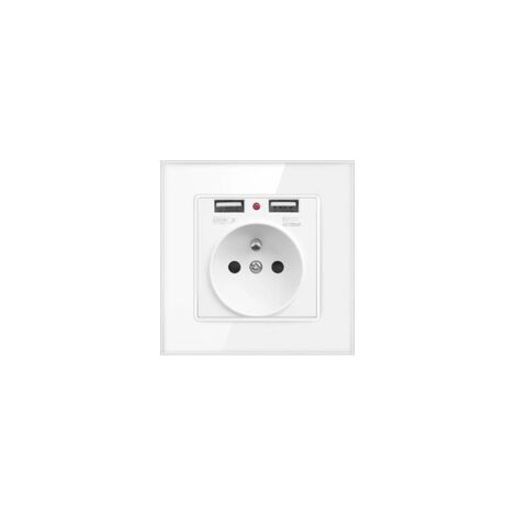 Prise Electrique Murale avec Double USB - Chargeur pour iPhone/Android prise française (1/5)