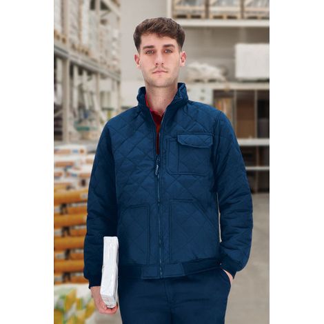 Chaqueta Husky multibolsillos azul, puños y cintura de canalé grueso, tipo sándwich cosido a rombos VALENTO ARES S Azul marino orión (1/3)