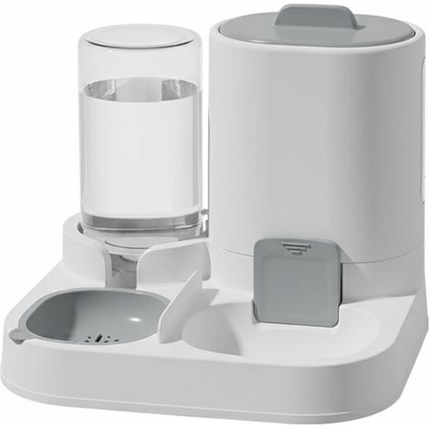 Distributeur automatique non électrique de nourriture et d'eau pour animaux de compagnie, ensemble double gamelle anti-basculement pour chatons et chiots, gris (1/3)