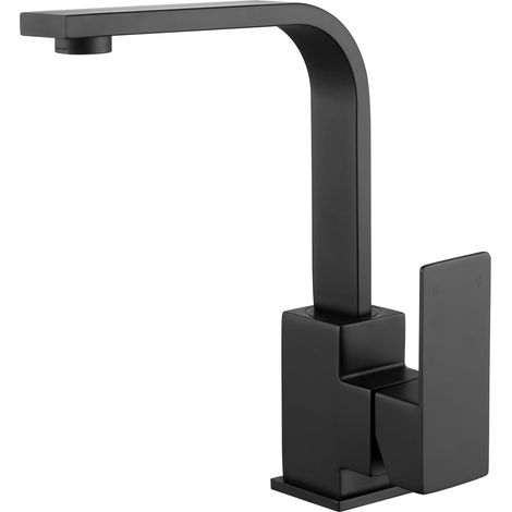 Rubinetto da cucina girevole a 360°, miscelatore da cucina ad alta pressione in acciaio inox, rubinetto da bagno nero (1/5)