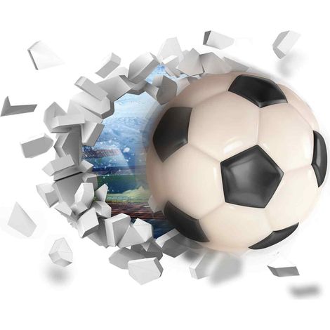 2 stickers muraux football 3D, effet dynamique et réaliste (1/5)