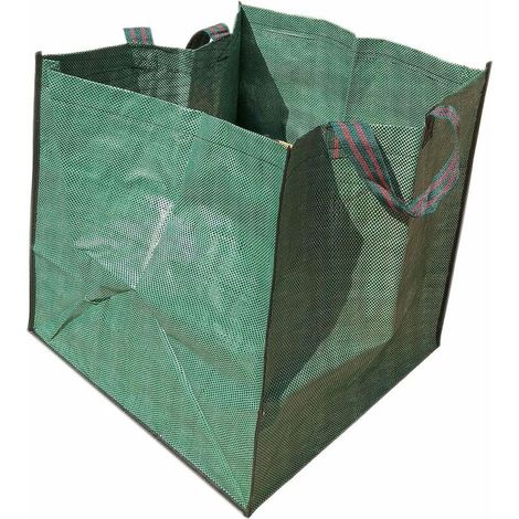 SHINING HOUSE Garten-Müllsäcke mit Griffen, 2 robuste Müllsäcke zum Sammeln von Blättern – wiederverwendbare Müllsäcke für Garten, Park, Rasen (grün) (1/5)