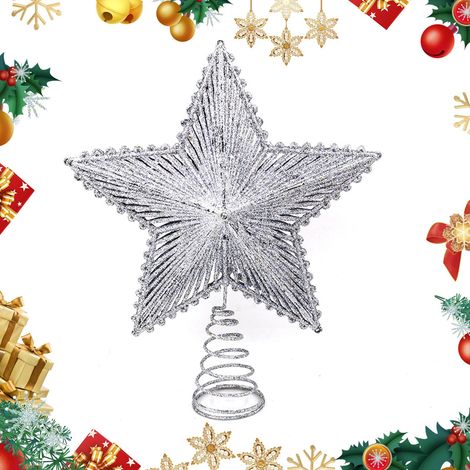 3 Pièces Étoile De Sapin De Noël, Étoile De Sapin De Noël En Pvc Scintillant De 20 Cm Pour Le Haut De L’arbre De Noël Pour Les Fournitures De Décoration De Maison De Fête De Noël (Argent) (1/5)