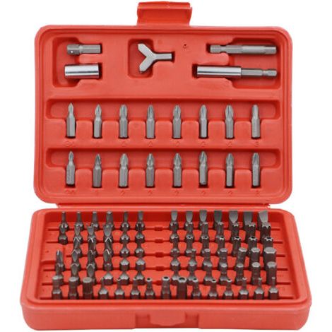 Tournevis Set de Réparation D'appareils Bit Set, Inviolable Tournevis Bit Set Hexagonale Tournevis Peu (100pcs, rouge)