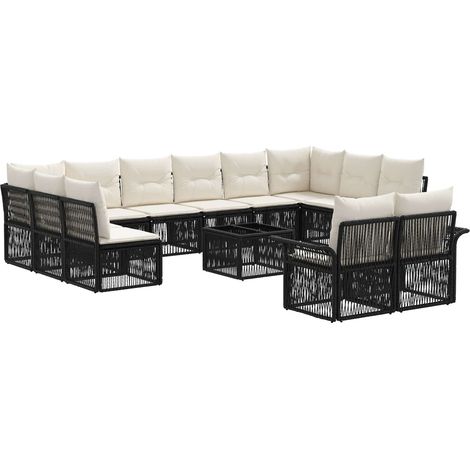 vidaXL Set Divano da Giardino 13 pcs Nero polyrattan