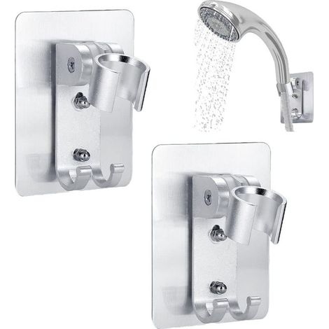 2 Pcs Accroche Douchette Orientable Support,avec à Angle Réglable Support Mural pour Pommeau de Douche,Support Pommeau Douche,Support de Baguette de Douche Réglable,pour Salle de Bain Hôtel(Argent) (1/4)