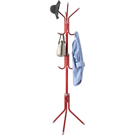 Porte-manteau Cintre Design Moderne pour Sol en Métal avec 12 Crochets Suspendus Robes et Support de Base Dimensions 45 x 45 x 176 cm Décoration de la Maison (Rouge) (1/5)